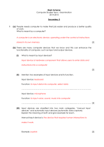 Mark Scheme Computer Studies Term 1 Examination 2014