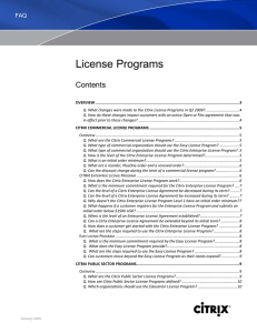 Citrix License Program FAQs