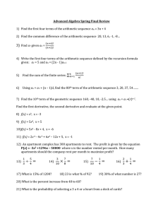 Advanced Algebra Spring Final Review Find the first four terms of