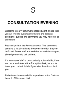 our Year 2 Consultation Event, I hope that you will find the evening