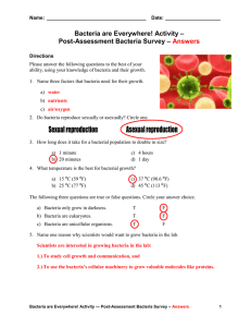 Post-Assessment Bacteria Survey Answers