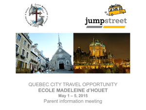 Quebec City itinerary – May 1