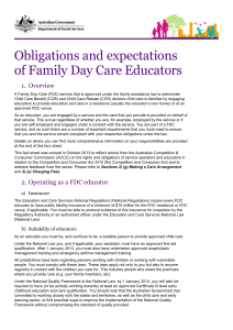 Key obligations and expectations of Family Day Care educators