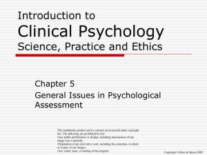 Introduction to Clinical Psychology Science, Practice and Ethics