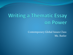 Writing a Thematic Essay on Power