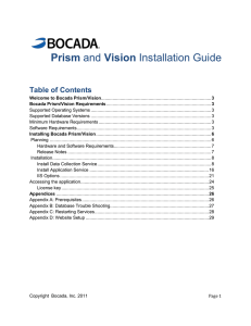 Installing Bocada Prism/Vision