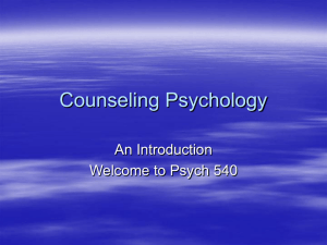 Counseling Psychology - Department of Psychology
