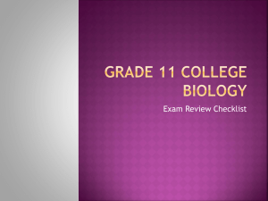 Grade 11 College Biology Exam Review Checklist