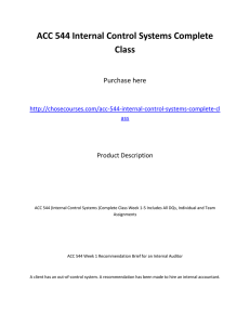 ACC 544 Internal Control Systems Complete Class