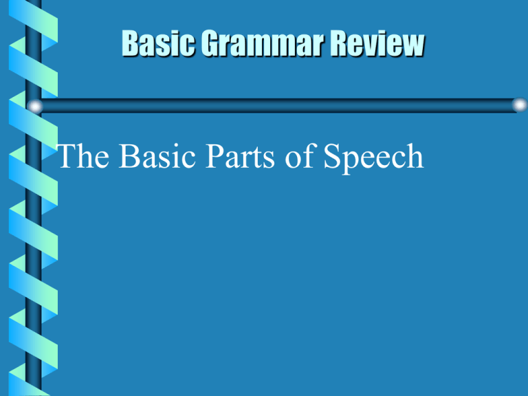 Basic Parts Of Speech Review Worksheet