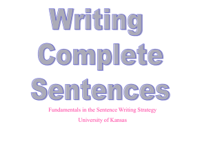 Writing Complete Sentences