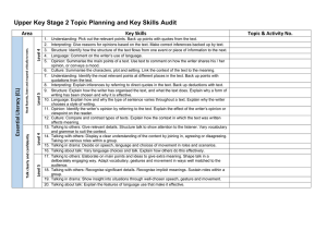 Upper Key Stage 2 Topic Planning and Key Skills Audit Area Key