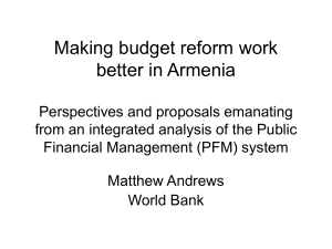 Making budget reform work better in Armenia Proposals emanating