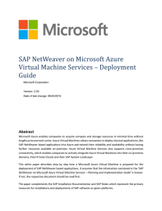 SAP NetWeaver on Microsoft Azure Virtual Machine Services