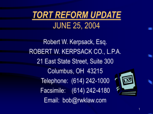 Tort Reform Update