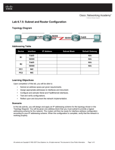 Subnet and Router Configuration
