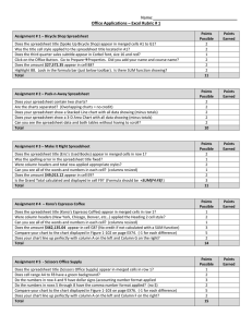 Excel - Chapter 1 Rubric