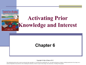 Activating Prior Knowledge and Interest Chapter 6