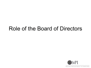 Role of the Board of Directors - Meeting Professionals International