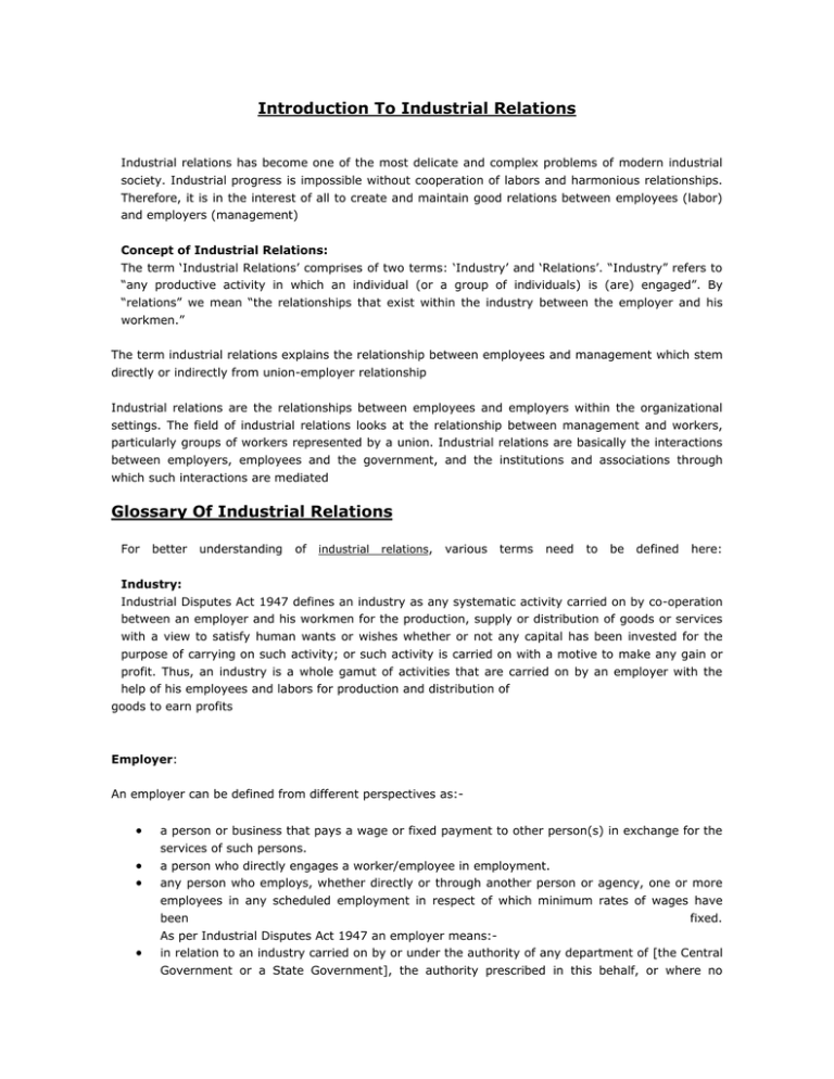 short case study on industrial relations with solution