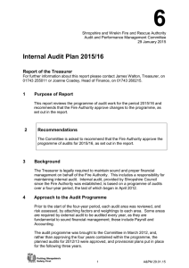 Internal Audit Plan 2015/16 - Shropshire Fire and Rescue Service