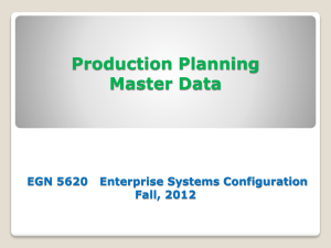 9. Production Planning Master Data