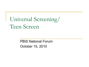 Universal Screening: Teen Screen