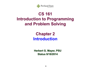 This is CS 161 Fall 2014, CS 161, Introduction to Programming and