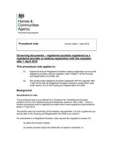 Procedural guidance note - societies registered as a