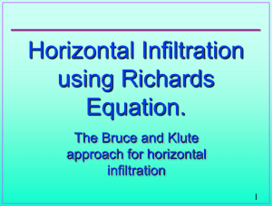 Horizontal Infiltration using Richards Equation.