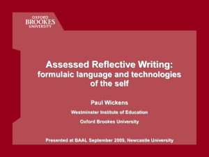 Assessed reflective writing