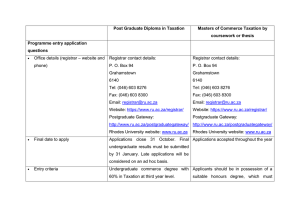 Rhodes University Post Graduate Tax Options