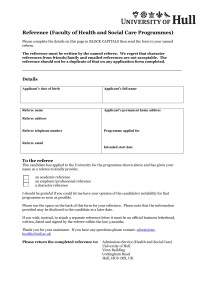 Reference form - University of Hull
