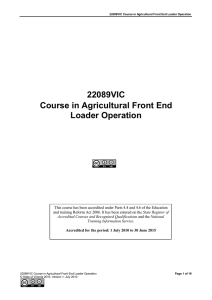 Course in Agricultural Front End Loader Operations * 22089VIC