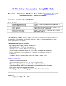 CIS 3512 Software Documentation – Spring 2014 – Online Rex Cason