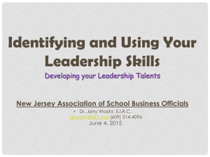 Leadership Identifying and Using Your Leadership Skills