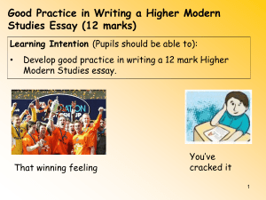 Good Practice in Writing a Higher Modern Studies Essay (12 marks)