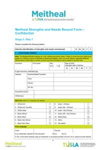 Meitheal Strengths and Needs Record Form – Confidential