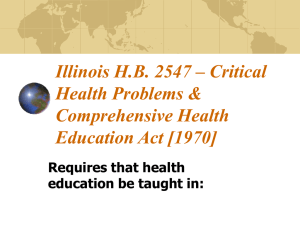 Critical Health Problems & Comprehensive Health Education Act