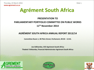 www.agrement.co.za - Parliamentary Monitoring Group