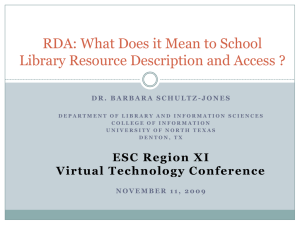 RDA: What Does it Mean to School Library Resource Description
