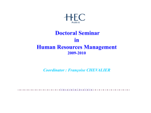 The HEC-HRM Doctoral Program MAJOR FIELD SPECIALIZATION