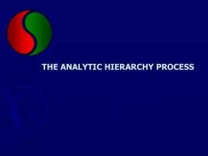 THE ANALYTIC HIERARCHY PROCESS Analytic Hierarchy