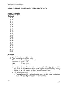 INTRODUCTION TO BANKING MAY 2013 SOLUTIONS