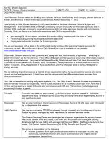 TOPIC: Shared Services OFFICE: Division of Administration STATE