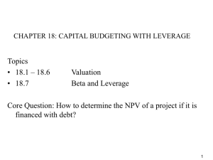 Chapter 18: Capital budgeting for the levered firm