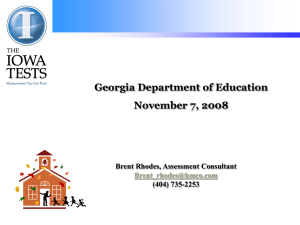 The IOWA TESTS - GADOE Georgia Department of Education