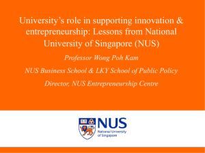 Lessons from National University of Singapore (NUS)