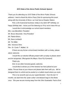 2015 State of the Akron Public Schools Speech Thank you for