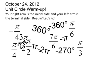October 24, 2012 The Unit Circle and Special Right Triangles